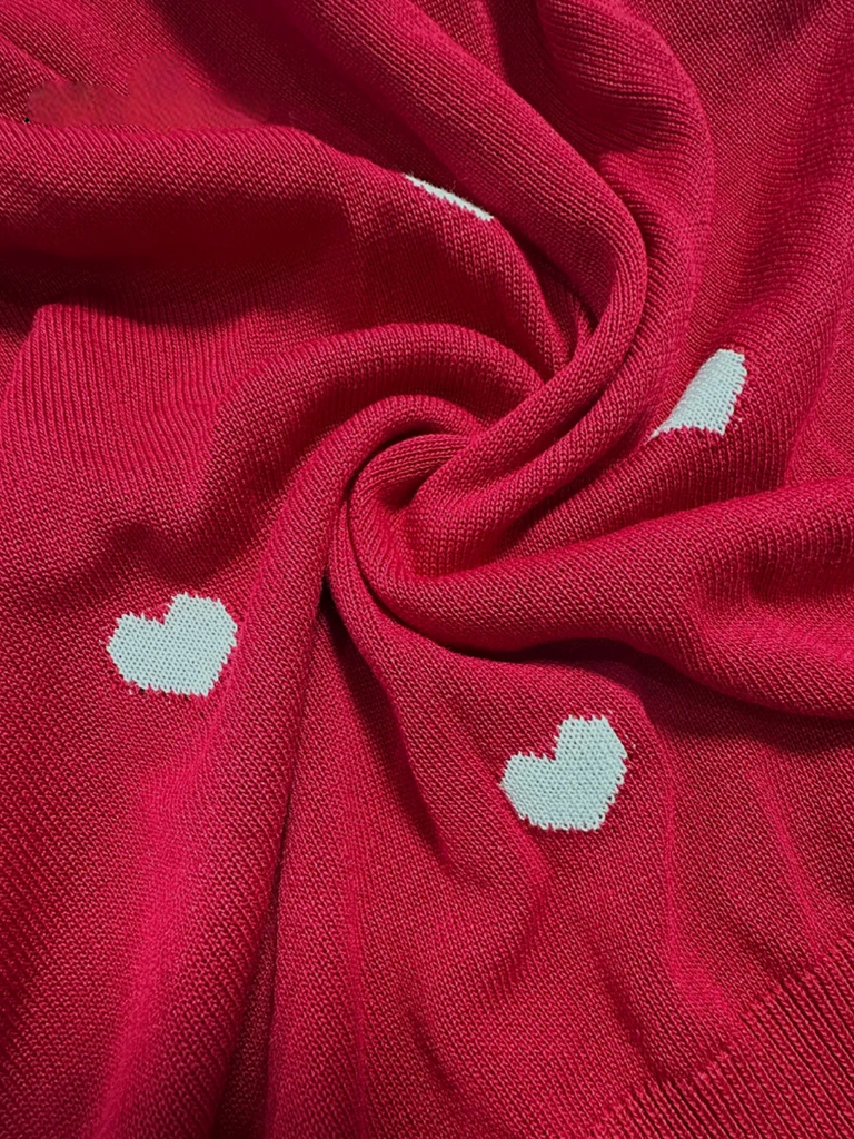 Women’s Valentine Heart Jacquard V-Neck Knit Jumper
