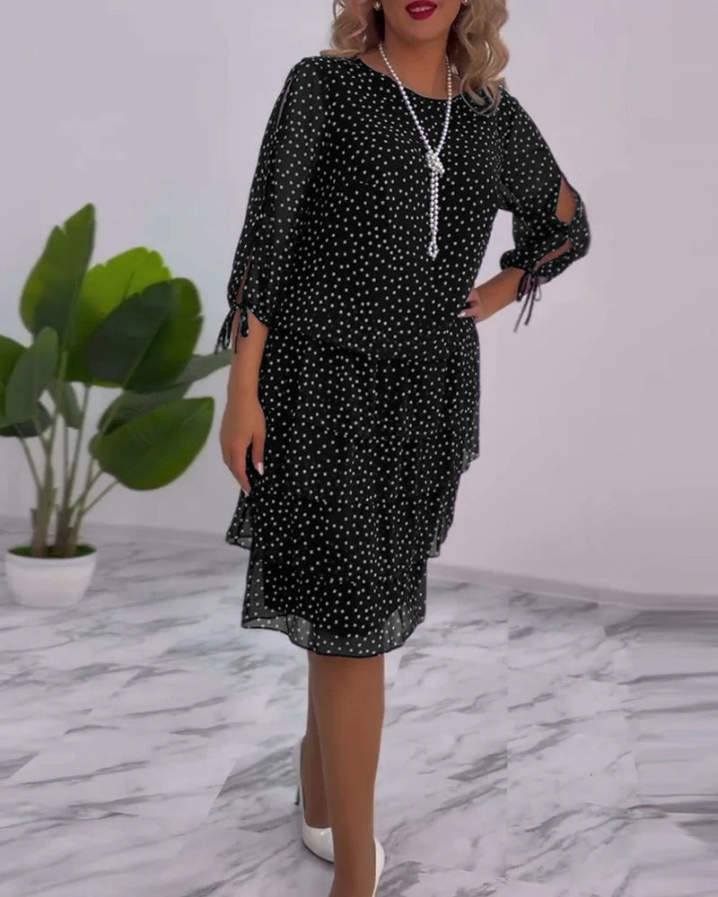 Ruffled Polka Dot Midi Dress