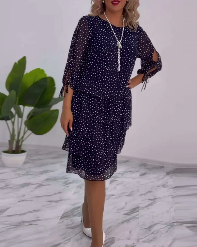 Ruffled Polka Dot Midi Dress
