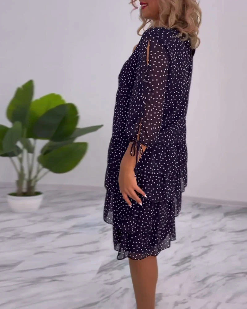 Ruffled Polka Dot Midi Dress