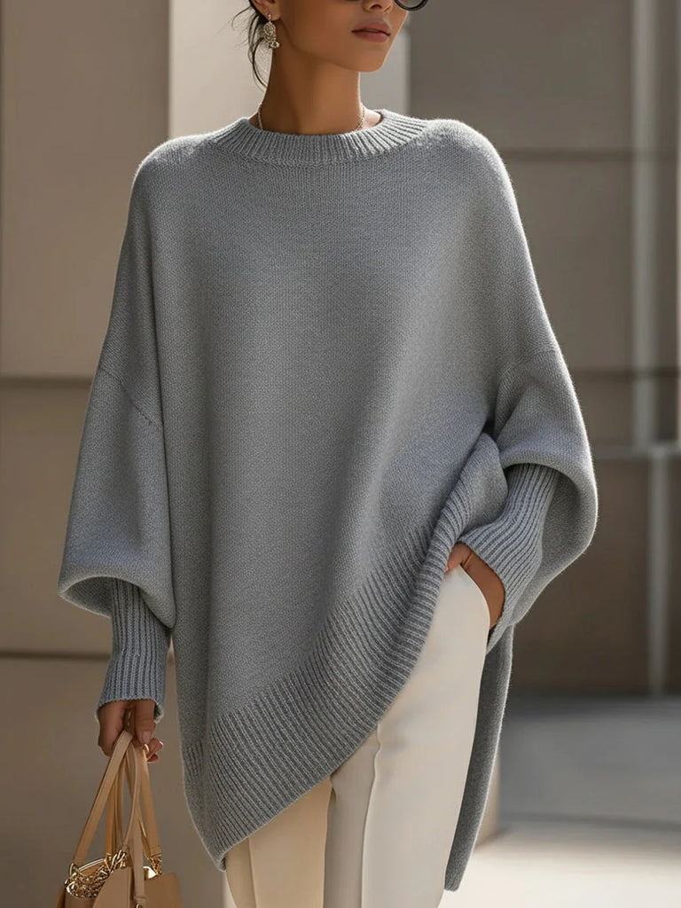 Women’s Oversized Wool Blend Knit Poncho Sweater