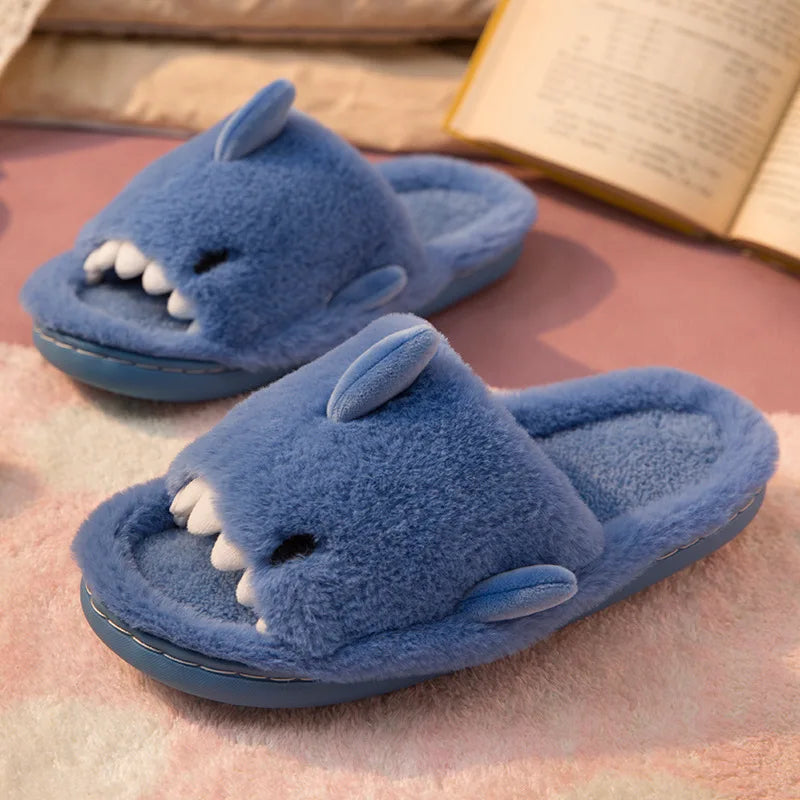 Fluffy Shark Open-toe Plush Slippers