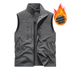 Men’s Oversized Utility Sleeveless Multi-Pocket Vest Jacket