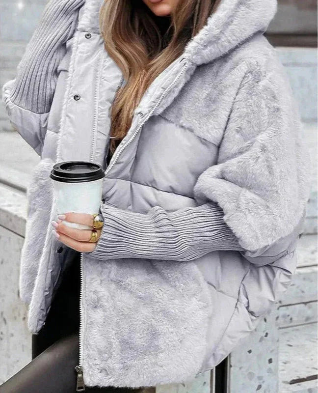 Women's Oversized Quilted Jacket with Hood