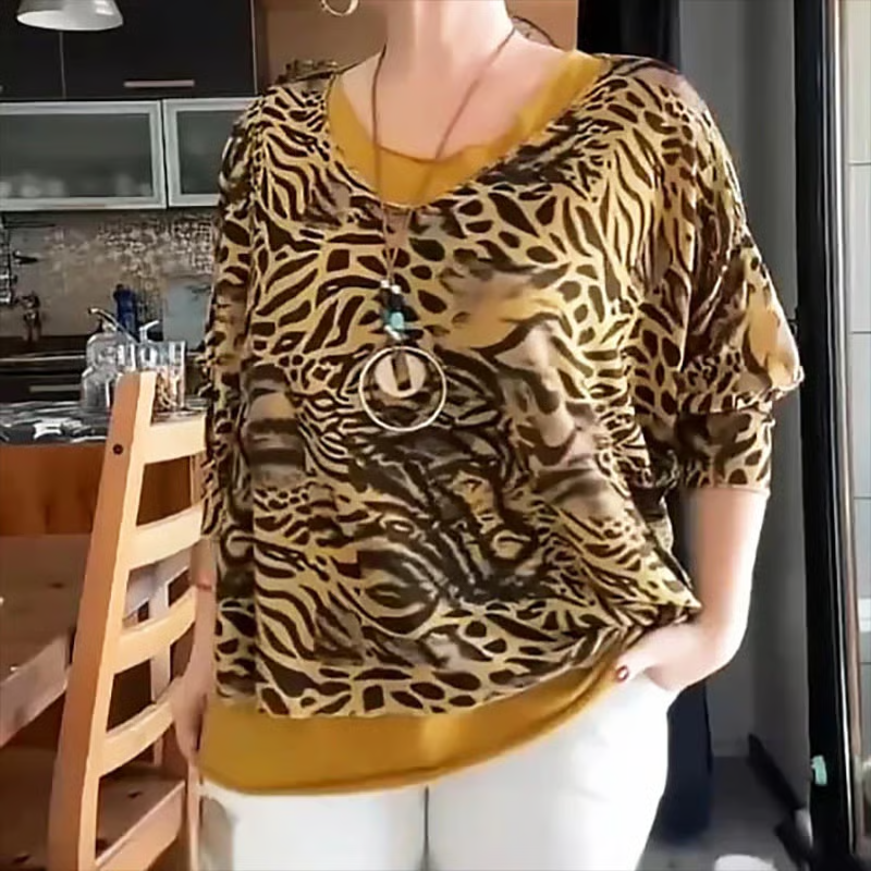 Savannah Leopard & Abstract Print Blouse