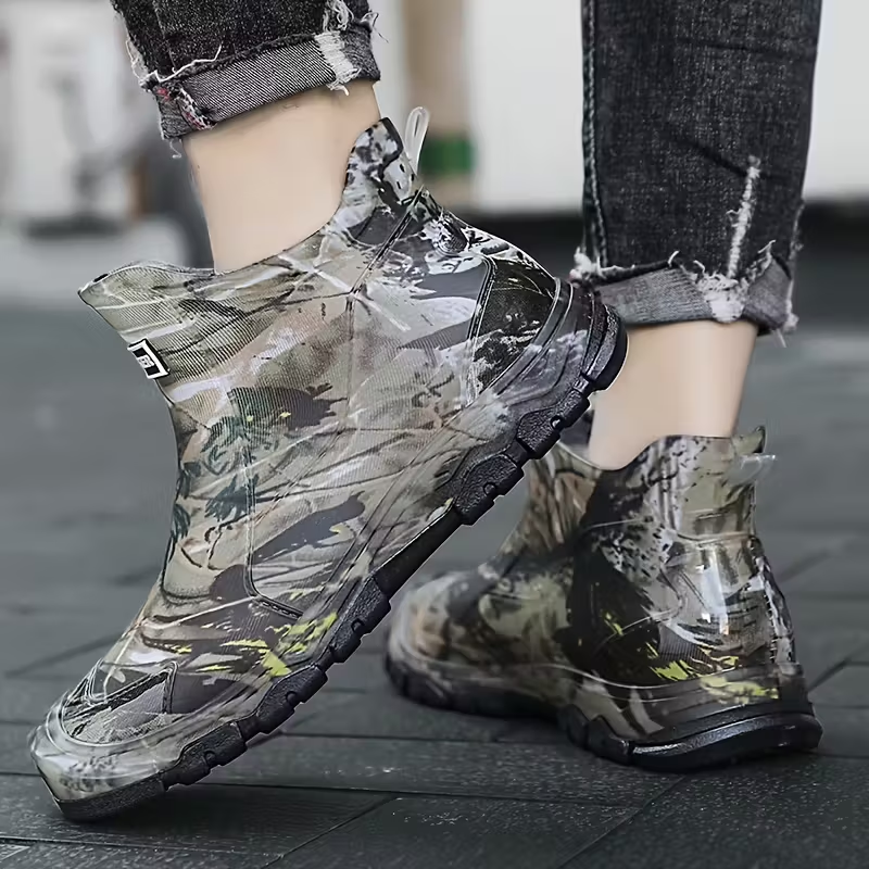 Men’s Camo Print Ankle Rain Boots