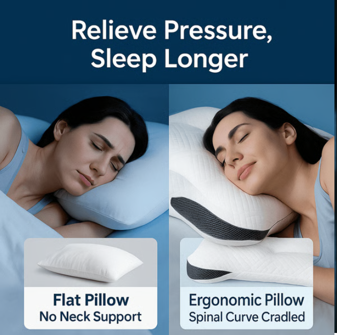 Ergonomic Goose Down Pillow with Cervical Neck Support
