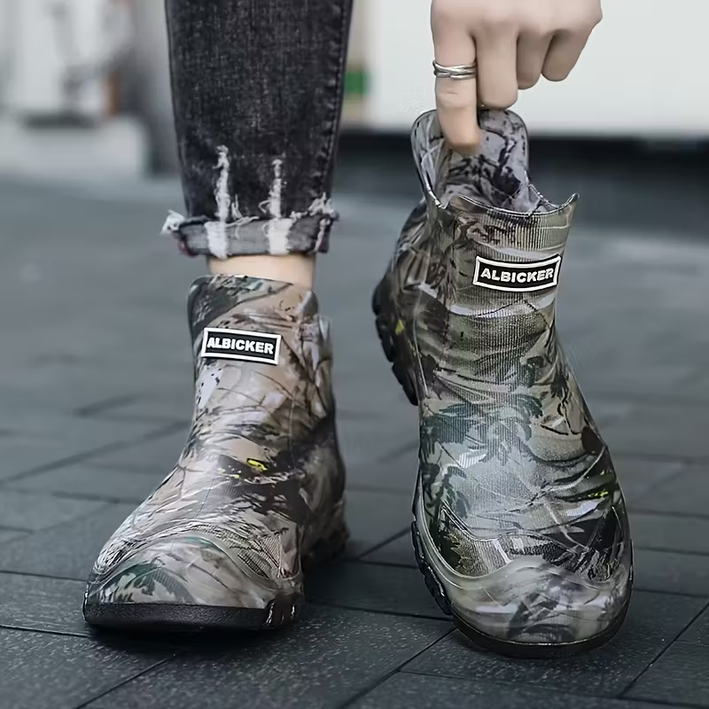 Men’s Camo Print Ankle Rain Boots