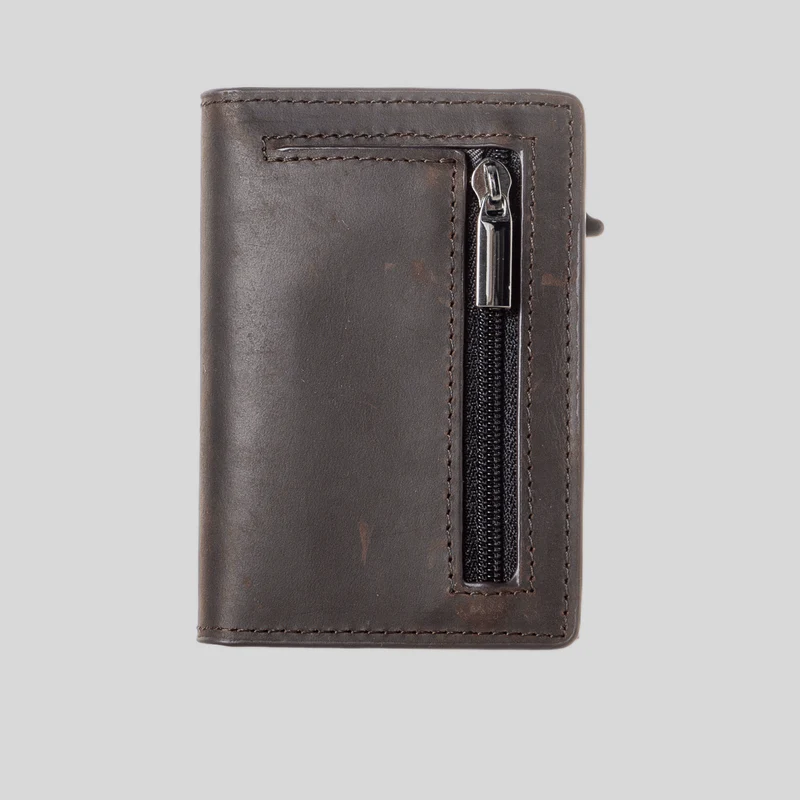 Men’s Slim Leather & Carbon Fibre Anti-Theft Wallet