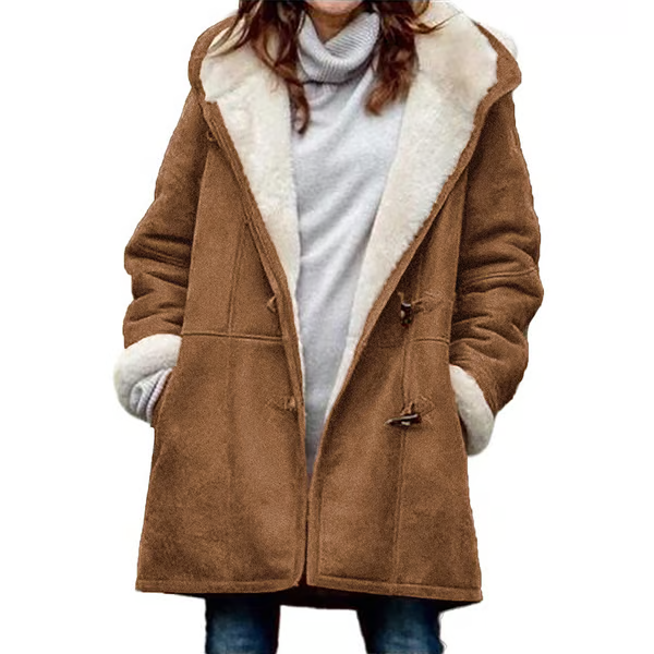 Women’s Hooded Velvet Horn Button Coat
