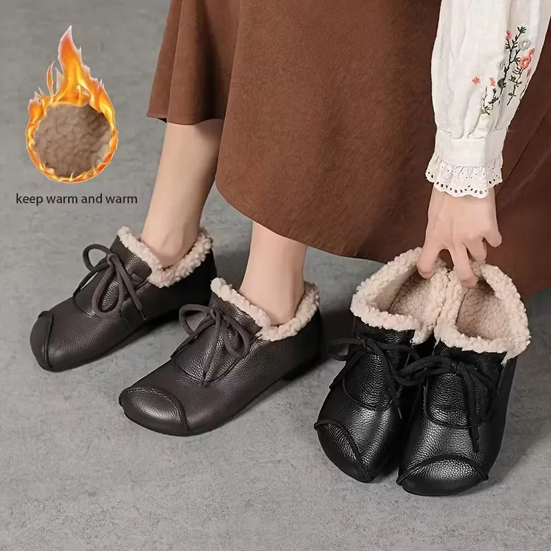 Women’s Warm Lined Waterproof Leather Shoes