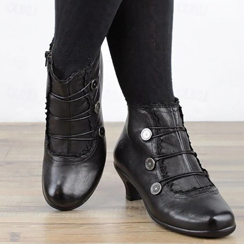 Women's Victorian Lace-Trimmed Button Ankle Boots