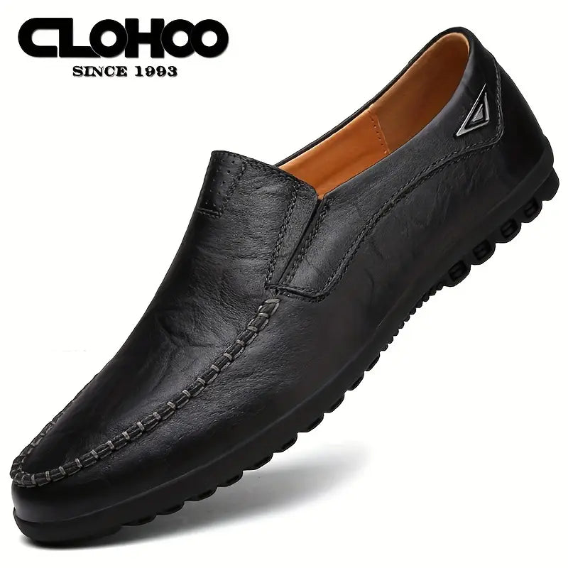 CLOHOO Men's Leather Loafers – Comfortable Non-Slip Dress Shoes for Office & Casual Wear