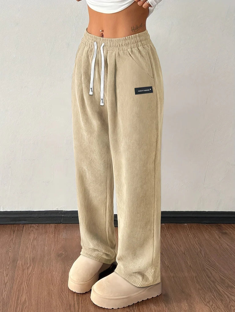 Women’s Soft Ribbed Corduroy Wide-Leg Trousers
