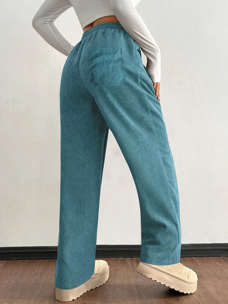Women’s Soft Ribbed Corduroy Wide-Leg Trousers