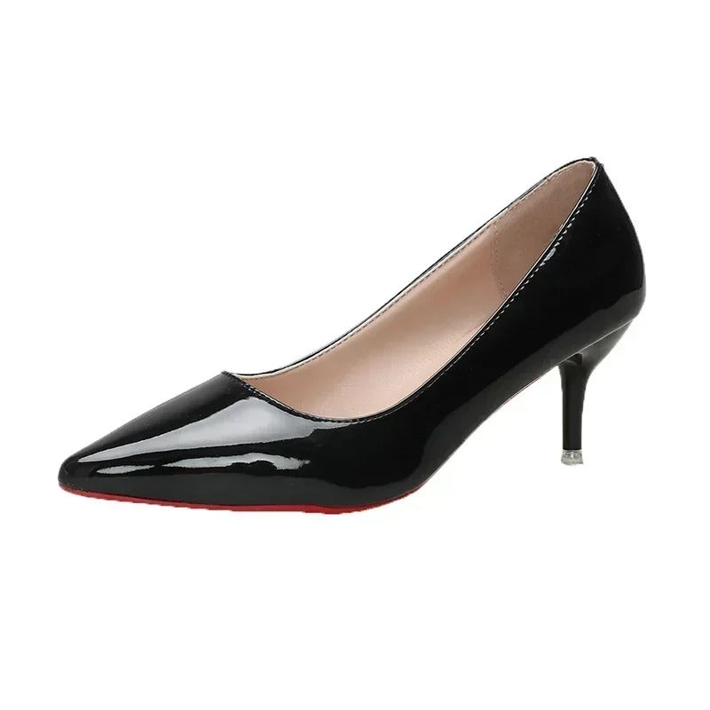 Women’s Gloss Pointed-Toe Slim Heel Court Pumps
