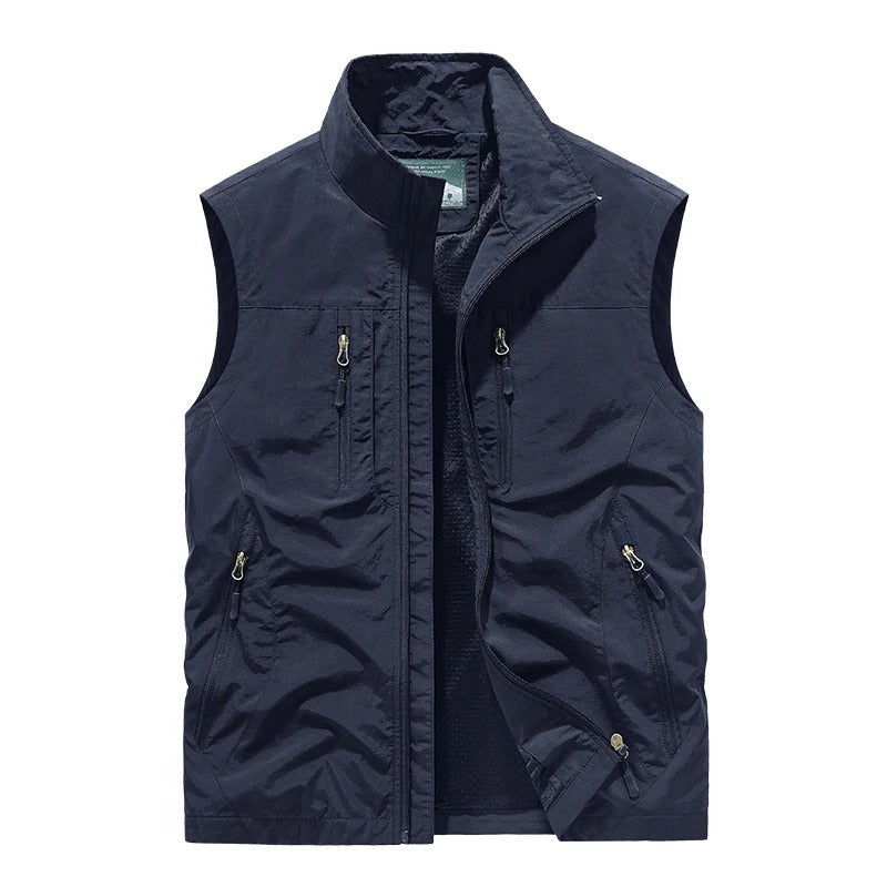 Men’s Oversized Utility Sleeveless Multi-Pocket Vest Jacket