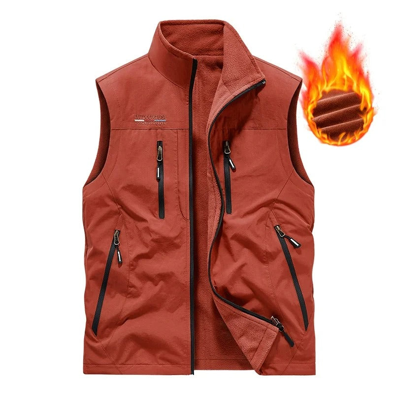 Men’s Oversized Utility Sleeveless Multi-Pocket Vest Jacket