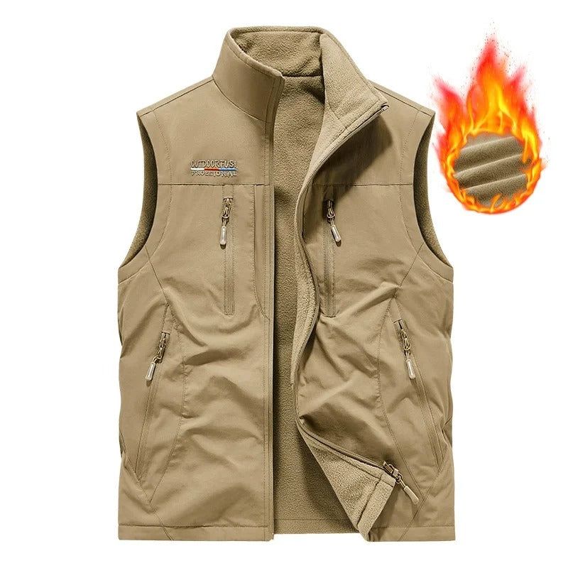 Men’s Oversized Utility Sleeveless Multi-Pocket Vest Jacket