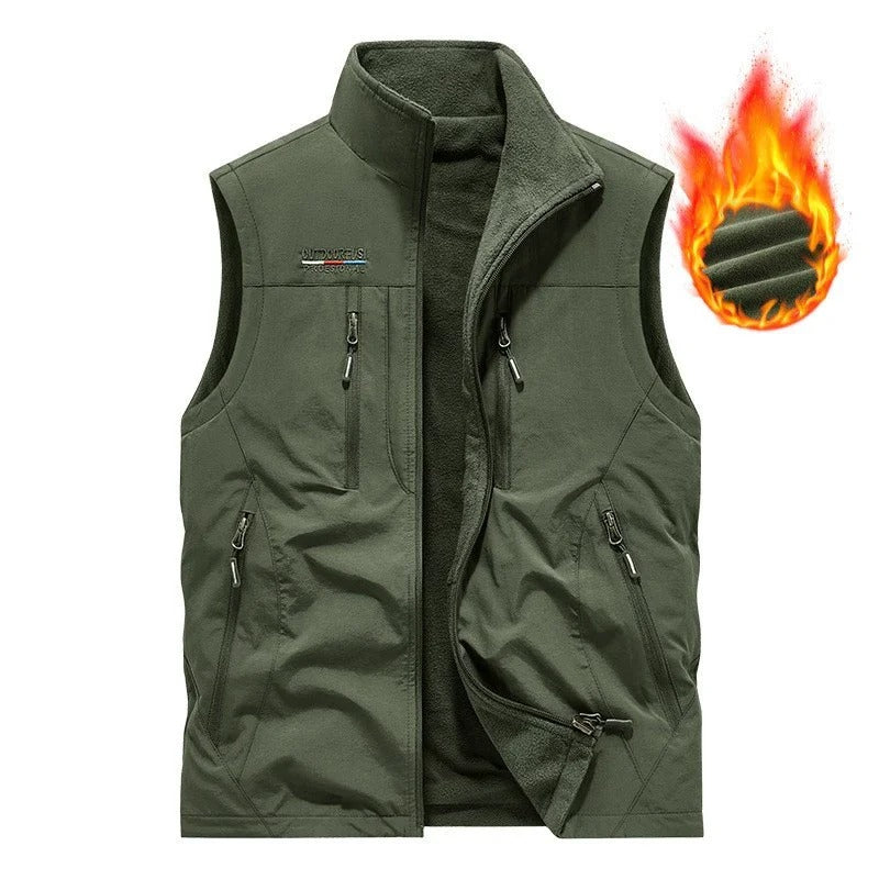 Men’s Oversized Utility Sleeveless Multi-Pocket Vest Jacket