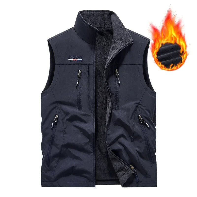 Men’s Oversized Utility Sleeveless Multi-Pocket Vest Jacket