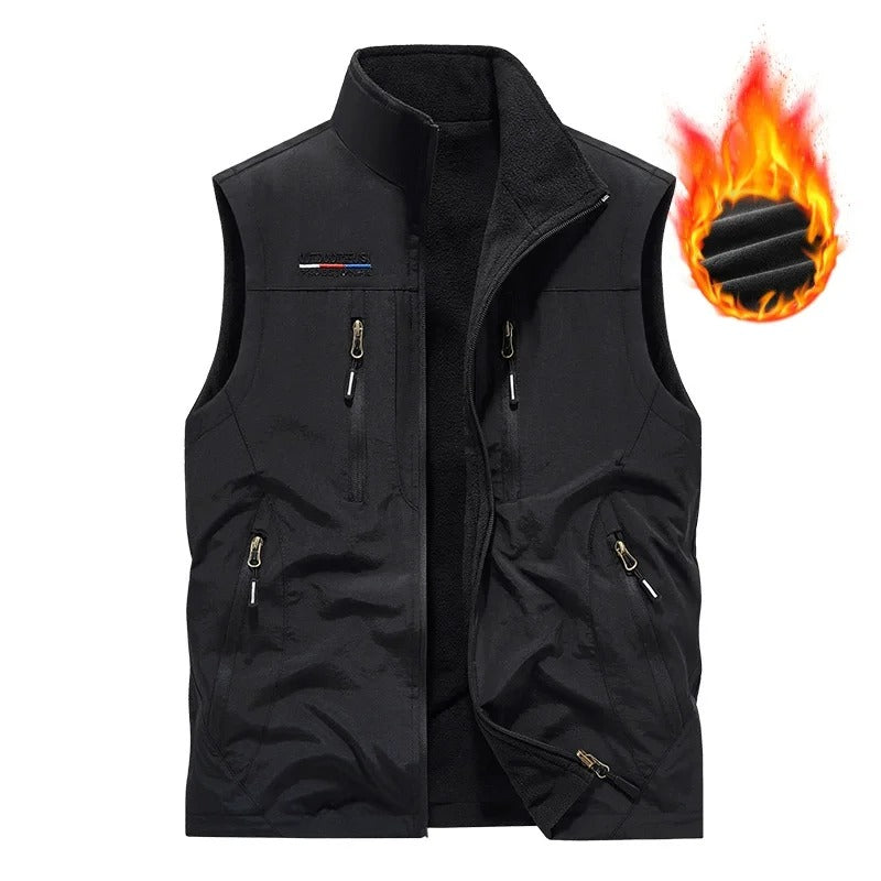 Men’s Oversized Utility Sleeveless Multi-Pocket Vest Jacket