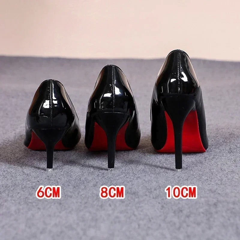 Women’s Gloss Pointed-Toe Slim Heel Court Pumps