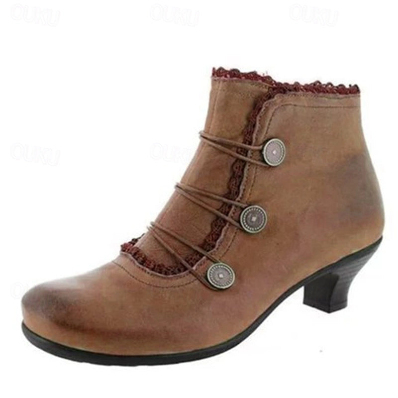 Women's Victorian Lace-Trimmed Button Ankle Boots