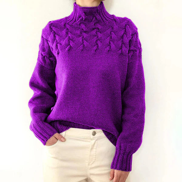 Women’s Braided High-Neck Warm Knit Sweater