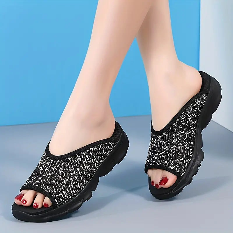 Women's Peep Toe Slide Sandals