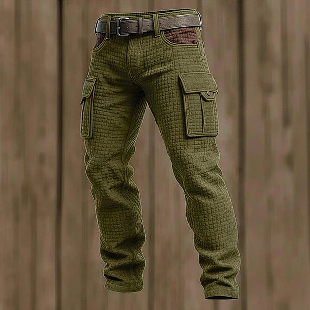 Men’s Waffle-Textured Elastic-Waist Cargo Trousers