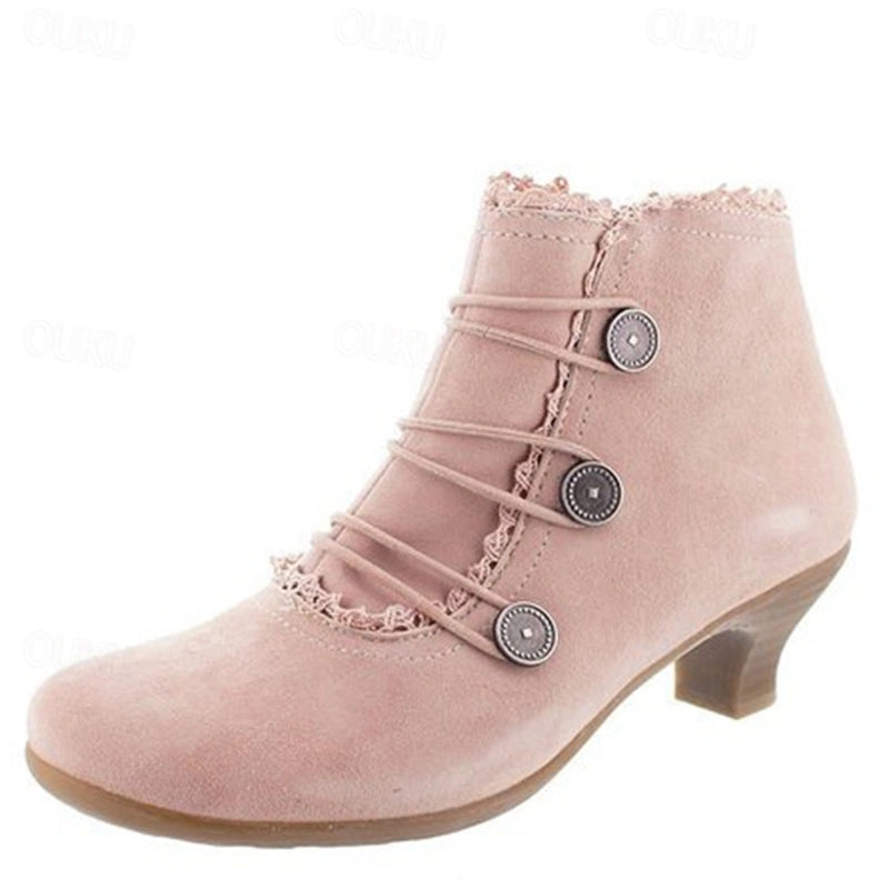 Women's Victorian Lace-Trimmed Button Ankle Boots