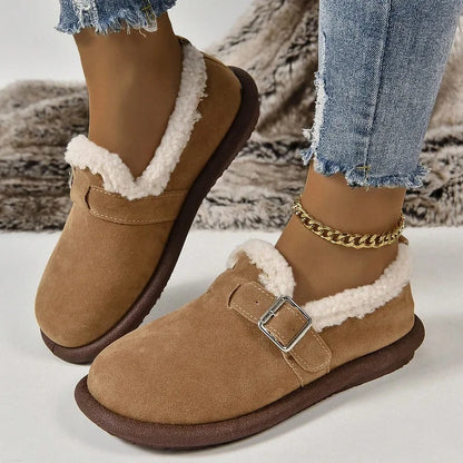 Women's Plush Round Toe Slip-On Comfort Shoes