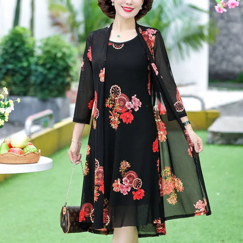 Womens Floral Print Dress Set