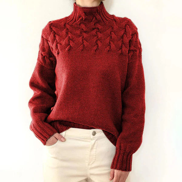 Women’s Braided High-Neck Warm Knit Sweater