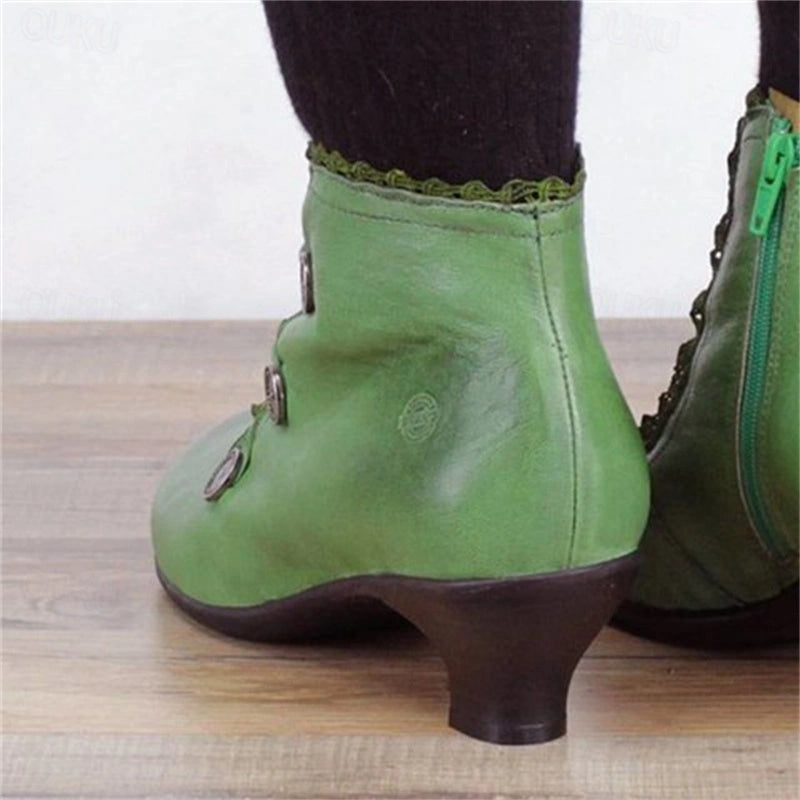 Women's Victorian Lace-Trimmed Button Ankle Boots