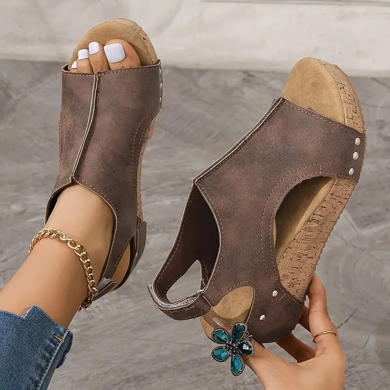 Peep Toe Retro Sandals