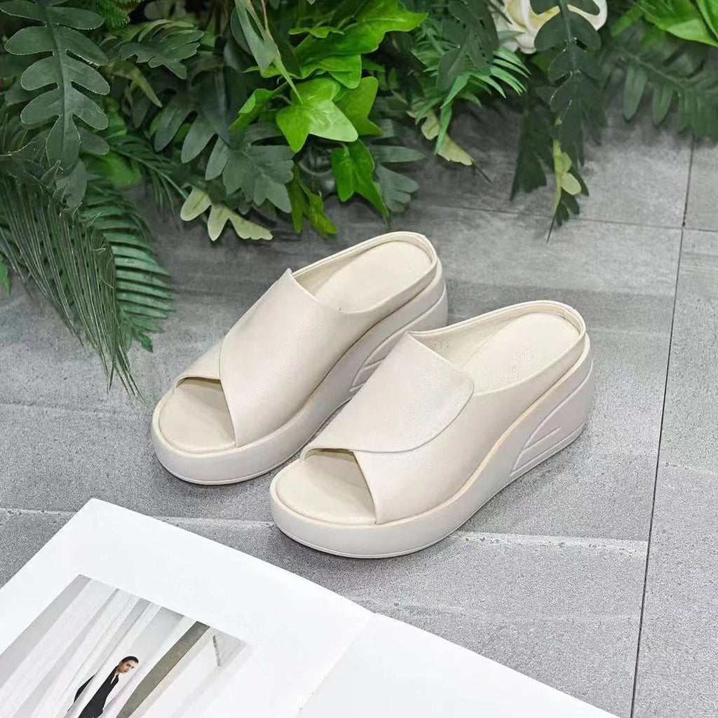 women's soft leather wedge sandals