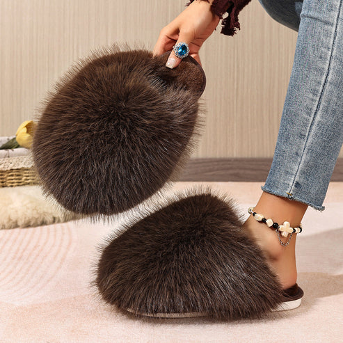 Women’s Fluffy Plush Non-Slip Home Slippers