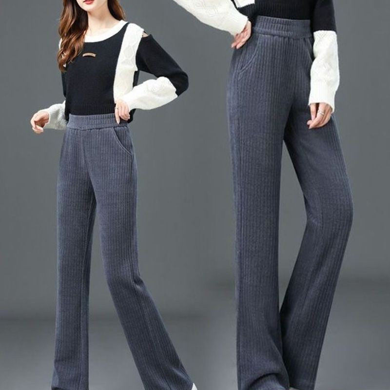 Women's Stretch Elastic Waist Wide-Leg Pants