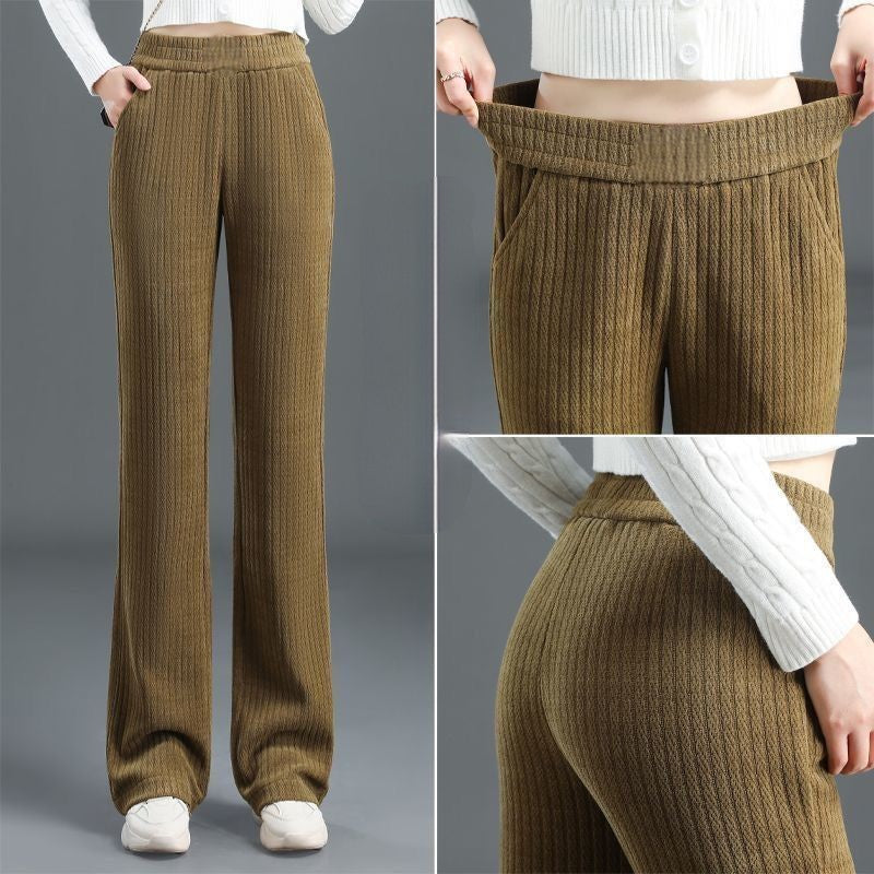 Women's Stretch Elastic Waist Wide-Leg Pants