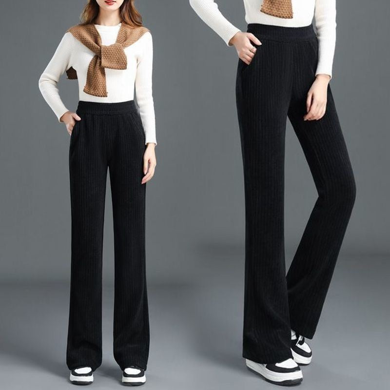 Women's Stretch Elastic Waist Wide-Leg Pants