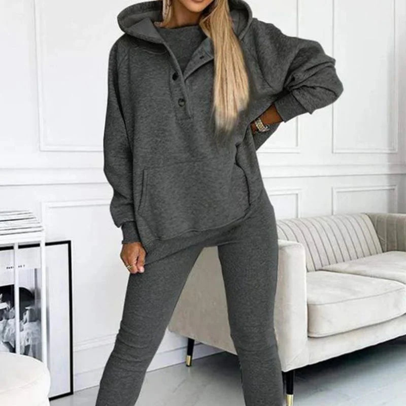 Women’s 3-Piece Off-Shoulder Hoodie Lounge Set