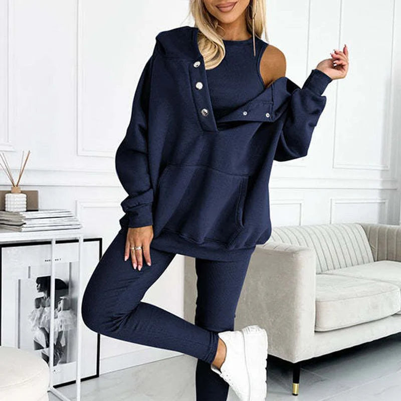 Women’s 3-Piece Off-Shoulder Hoodie Lounge Set
