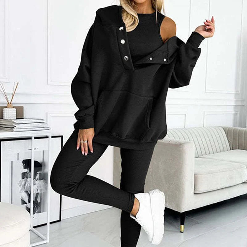 Women’s 3-Piece Off-Shoulder Hoodie Lounge Set
