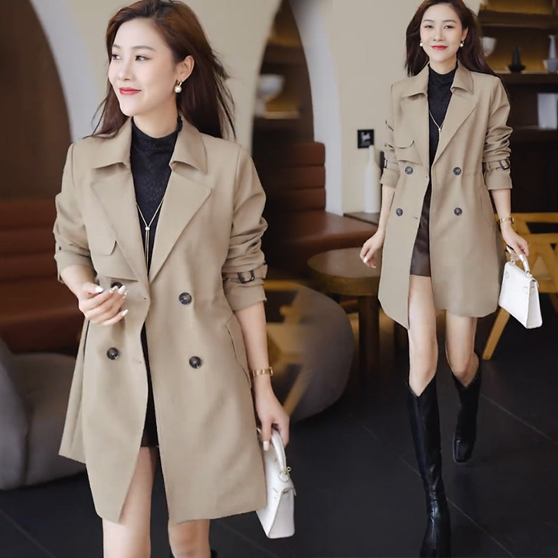 Comfort Trench Coat with Elastic Waist