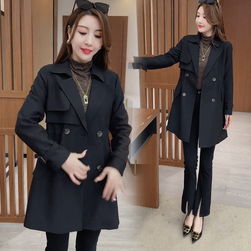 Comfort Trench Coat with Elastic Waist