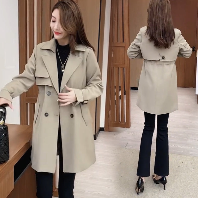 Comfort Trench Coat with Elastic Waist