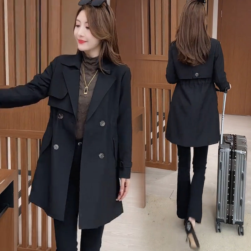 Comfort Trench Coat with Elastic Waist