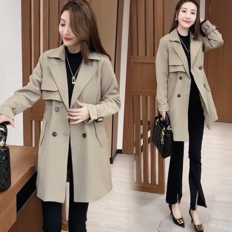 Comfort Trench Coat with Elastic Waist